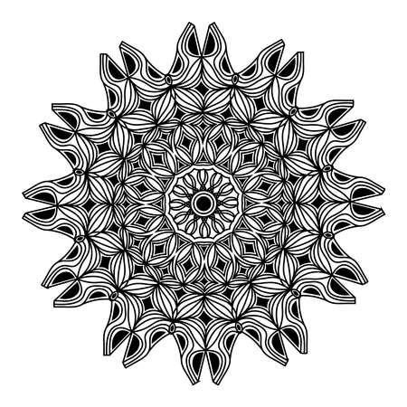 mandala isolated element of indian ornamental decorative floral style abstract black and white pattern background designのイラスト素材