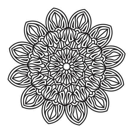 mandala isolated element of indian ornamental decorative floral style abstract black and white pattern background designのイラスト素材