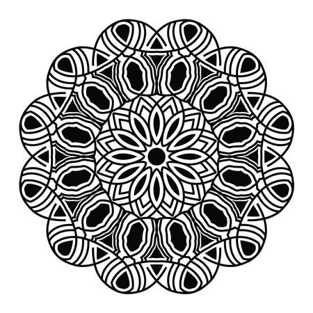 mandala isolated element of indian ornamental decorative floral style abstract black and white pattern background designのイラスト素材