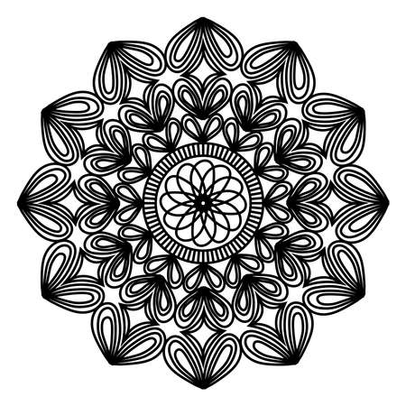 arabesque mandala design of silhouette floral decorative pattern drawing for muslim adults motifのイラスト素材