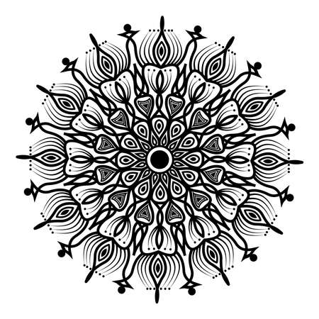 arabesque mandala design of silhouette floral decorative pattern drawing for muslim adults motifのイラスト素材