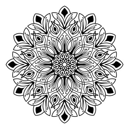 arabesque islamic mandala design of silhouette floral decorative pattern drawing for muslim adults motifのイラスト素材