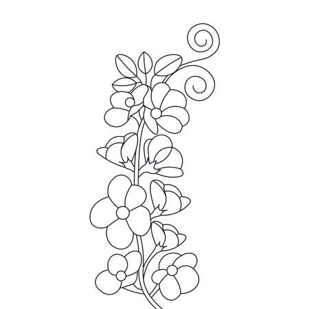 flower coloring page for book with line art design of black and white outline elementsのイラスト素材
