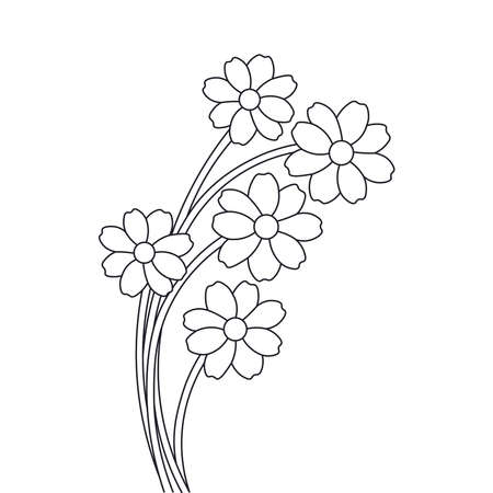 Monochrome floral coloring book with flowers Hand-drawn vectorのイラスト素材