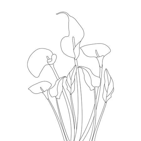 floral coloring page line art design with cute coloring page flower designのイラスト素材