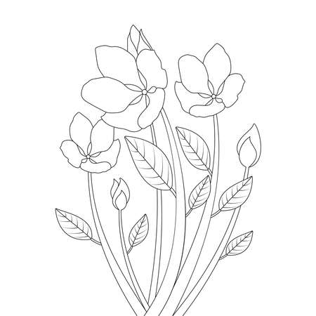 outline fresh and creative line art flower design for kid coloring page vectorのイラスト素材