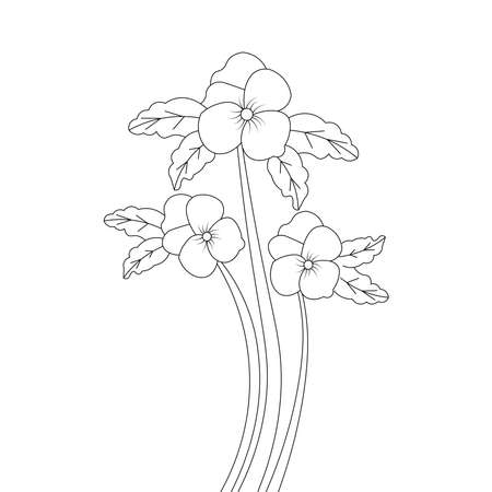 contour clipart blooming silhouette flower coloring page of bouquet vector design elementのイラスト素材