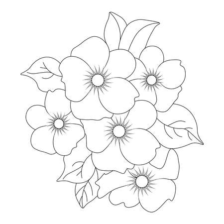 kids doodle line art design for coloring page of print template floral designのイラスト素材