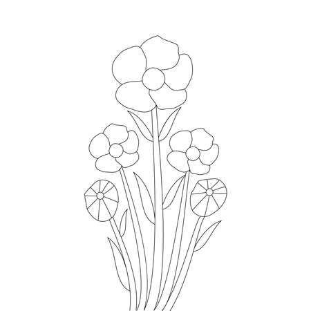 blossom coloring page design of printing template element of flower drawingのイラスト素材