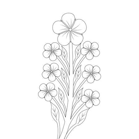 blossom coloring page design of printing template element of flower drawingのイラスト素材