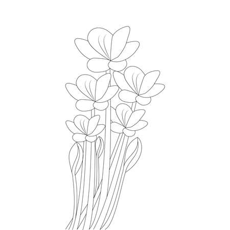 vector flower design with stroke black line art blooming flourish hand drawingのイラスト素材