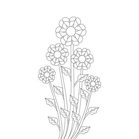 vector flower design with stroke black line art blooming flourish hand drawingのイラスト素材