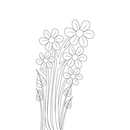 vector flower design with stroke black line art blooming flourish hand drawingのイラスト素材