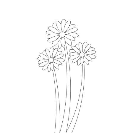 flower coloring book page element with graphic illustration designのイラスト素材