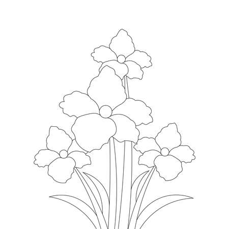 vector flower drawing with detailed creative line stroke for coloring pageのイラスト素材
