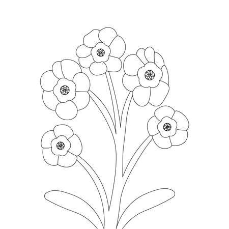 blooming doodle flower coloring book page element with graphic illustration designのイラスト素材