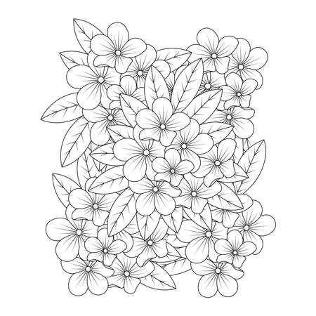 stylish doodle flower coloring book page illustration graphic line art design for bookのイラスト素材