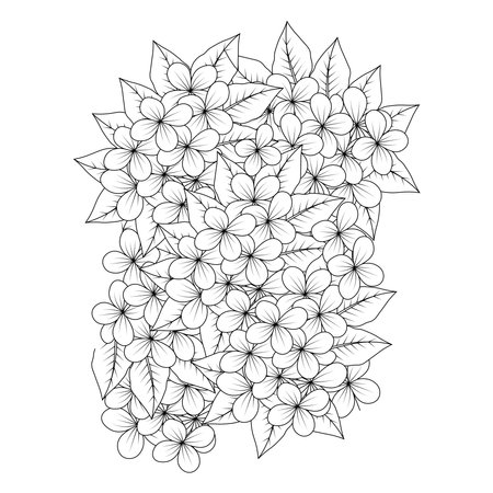 pencil line drawing blooming doodle flower coloring book page for printingのイラスト素材