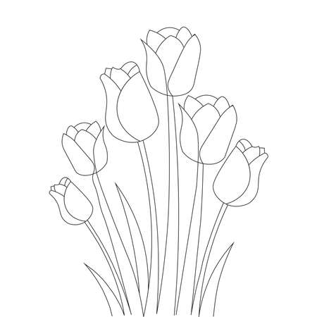 Vector of tulip line art flower coloring - ID:1-190313471 - Royalty ...