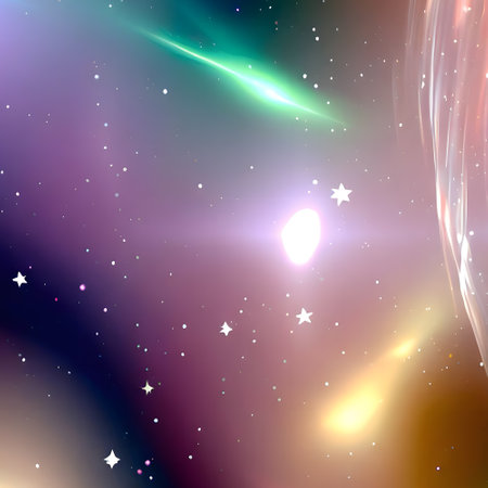 abstract multicolored space background with nebula and starsの素材