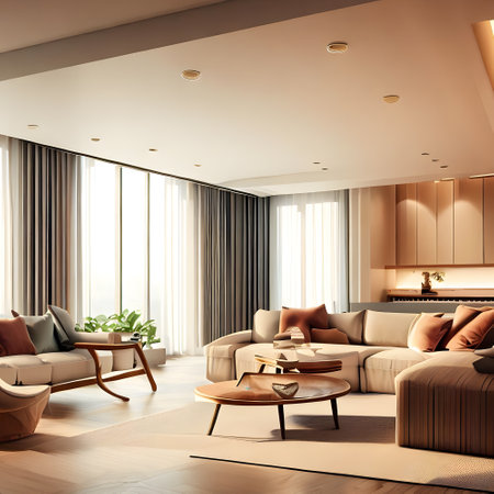 Luxurious living room in a modern apartment with beautiful coffee tableの素材