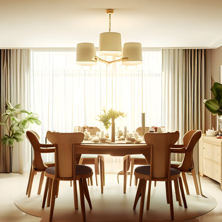 contemporary dining room interior design with comfortable furnitureの素材