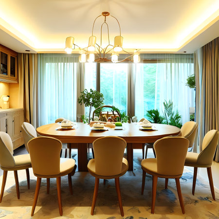 contemporary dining room interior design with comfortable furnitureの素材