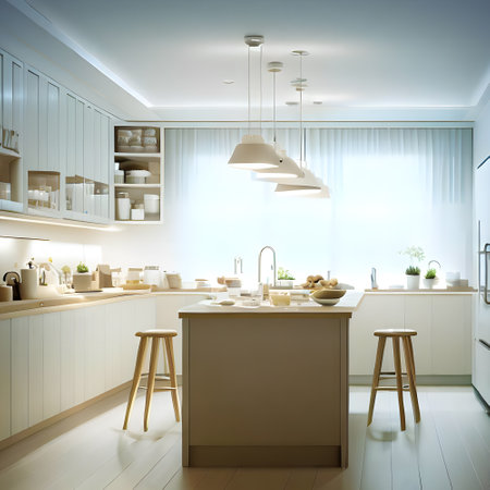 contemporary kitchen room with beautiful decorated kitchen applianceの素材