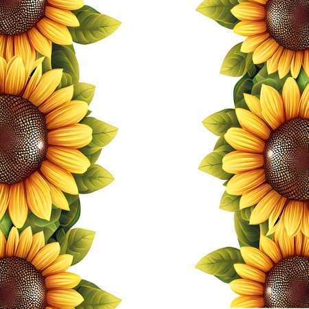 Realistic border design with ornated sunflower arrangementの素材
