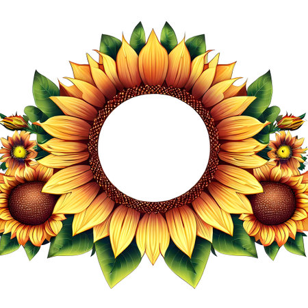 Realistic border design with ornated sunflower arrangementの素材