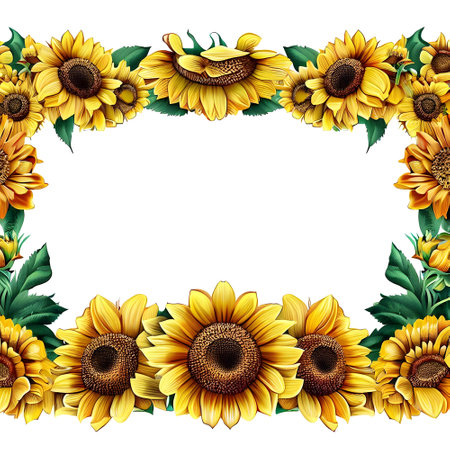 Lovely border design with blossomed sunflower decorationの素材
