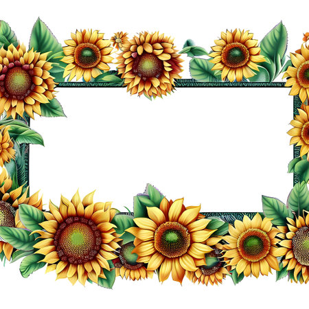 Lovely border design with blossomed sunflower decorationの素材