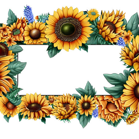Lovely border design with blossomed sunflower decorationの素材
