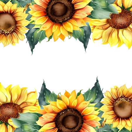 lovely sunflower greeting card design with ornamental elementの素材