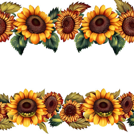 floral invitation card design with natural sunflower illustrationの素材