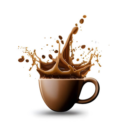 combination of coffee beans with Coffee Splash to celebrate International Coffee Dayの素材