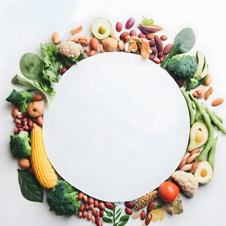 Round background with colorful vegetable ingredientsの素材