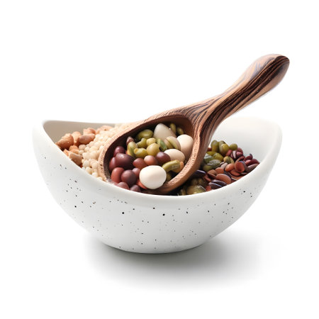 Fit and balanced lifestyles with organic vegetables in ceramic bowlの素材