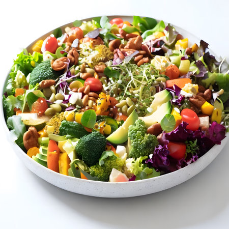 Delicious salad plate with colorful salad ingrediantsの素材