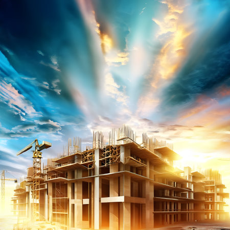 Construction design with modern Apartment Structures in Progressの素材