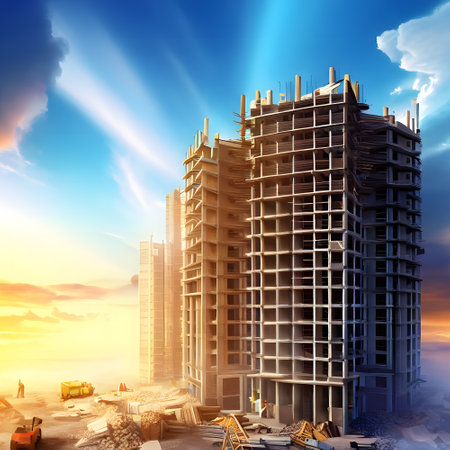 Construction design with modern Apartment Structures in Progressの素材