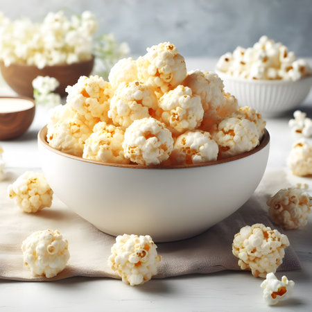 Mouthwatering popcorn treat with sweet and crunchy popcorn ballsの素材