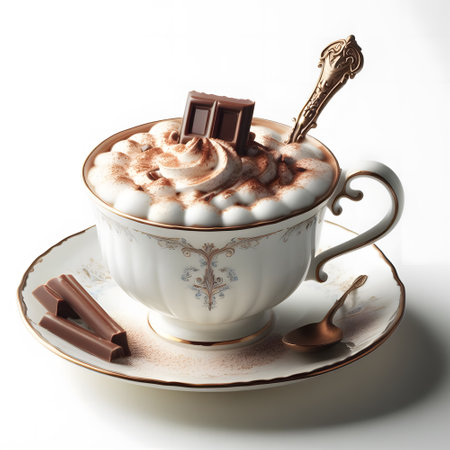 Warm hug in a cup with decadent white chocolate latteの素材