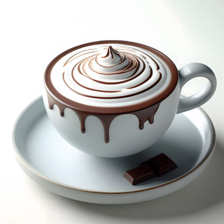 Modern Elegance with white chocolate latte on contemporary teacupの素材