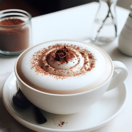 Creamy white chocolate latte delight with perfect sweetnessの素材