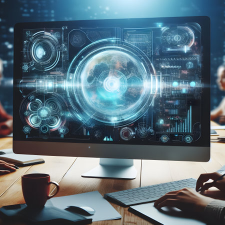 Digital evolution with futuristic AI art conceptの素材