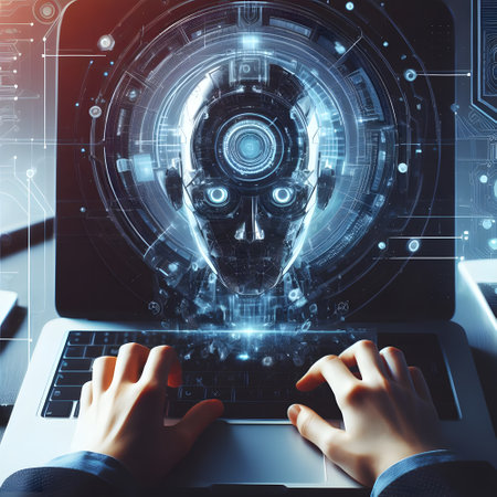 Digital evolution with futuristic AI art conceptの素材