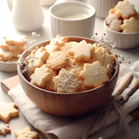 Winter morning treats with buttery cut sugar cookiesの素材