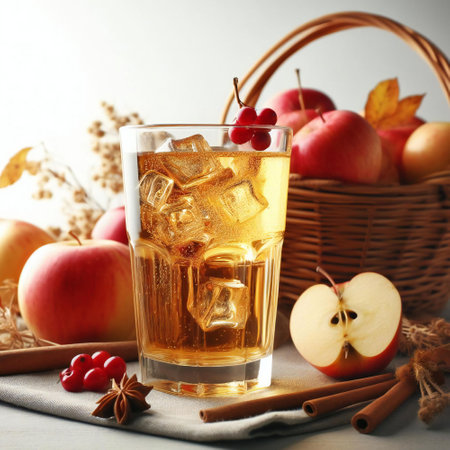 Glass of apple cider with pure and delicious tasteの素材