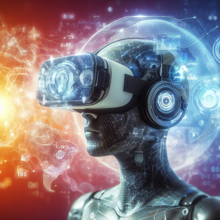 Futuristic design of smart learning with v r headset aiの素材